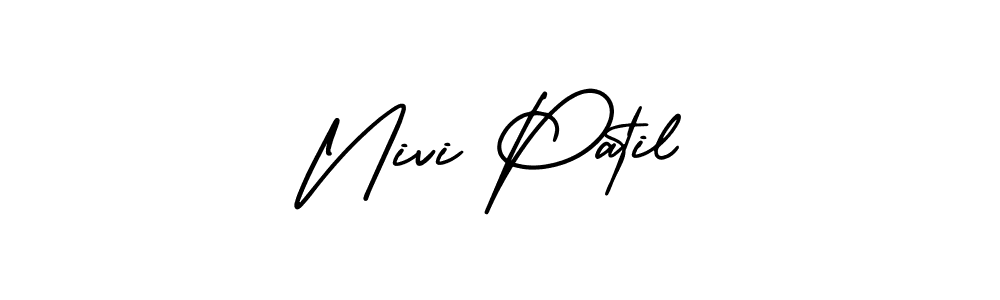 You should practise on your own different ways (AmerikaSignatureDemo-Regular) to write your name (Nivi Patil) in signature. don't let someone else do it for you. Nivi Patil signature style 3 images and pictures png