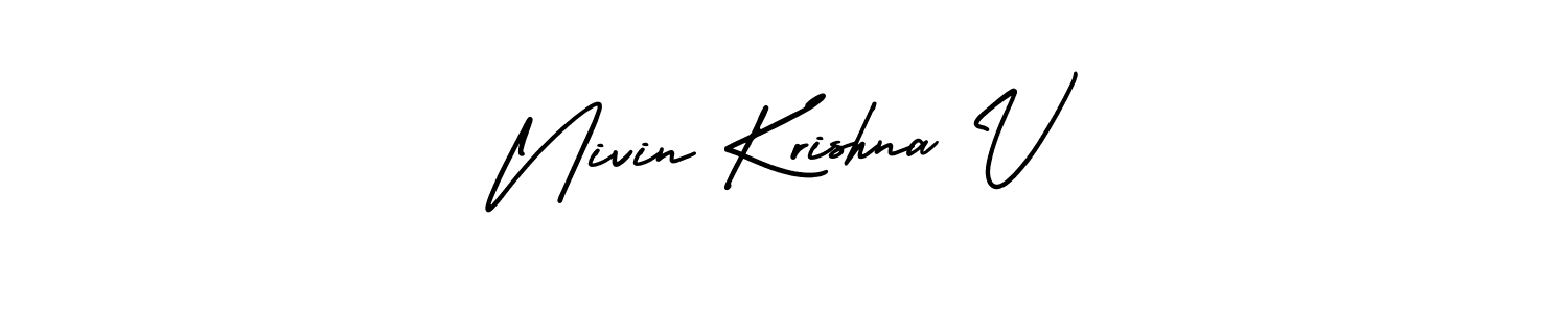 if you are searching for the best signature style for your name Nivin Krishna V. so please give up your signature search. here we have designed multiple signature styles  using AmerikaSignatureDemo-Regular. Nivin Krishna V signature style 3 images and pictures png