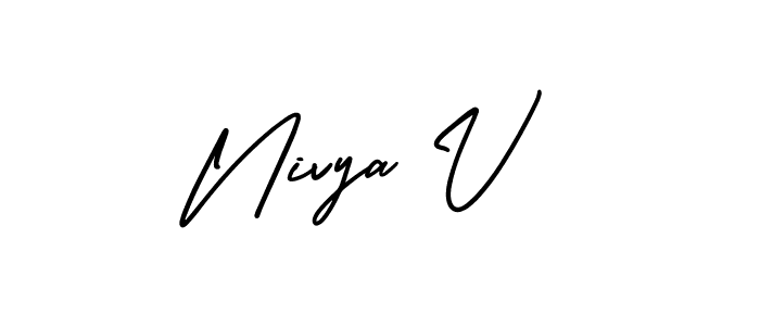 Make a beautiful signature design for name Nivya V. With this signature (AmerikaSignatureDemo-Regular) style, you can create a handwritten signature for free. Nivya V signature style 3 images and pictures png