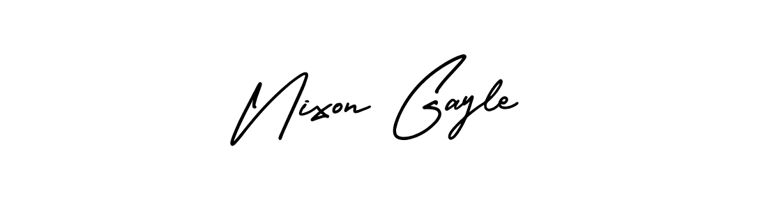You should practise on your own different ways (AmerikaSignatureDemo-Regular) to write your name (Nixon Gayle) in signature. don't let someone else do it for you. Nixon Gayle signature style 3 images and pictures png