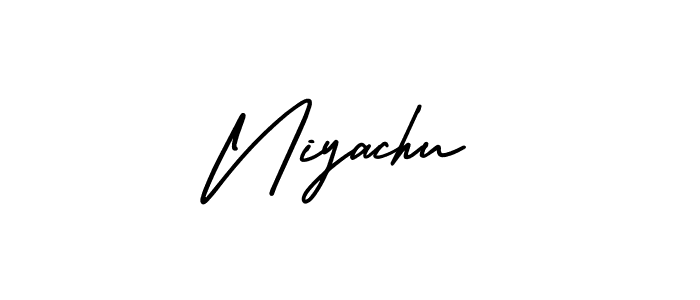 Use a signature maker to create a handwritten signature online. With this signature software, you can design (AmerikaSignatureDemo-Regular) your own signature for name Niyachu. Niyachu signature style 3 images and pictures png