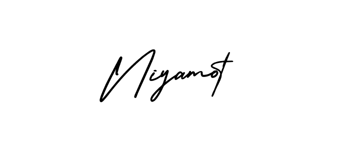 Design your own signature with our free online signature maker. With this signature software, you can create a handwritten (AmerikaSignatureDemo-Regular) signature for name Niyamot. Niyamot signature style 3 images and pictures png
