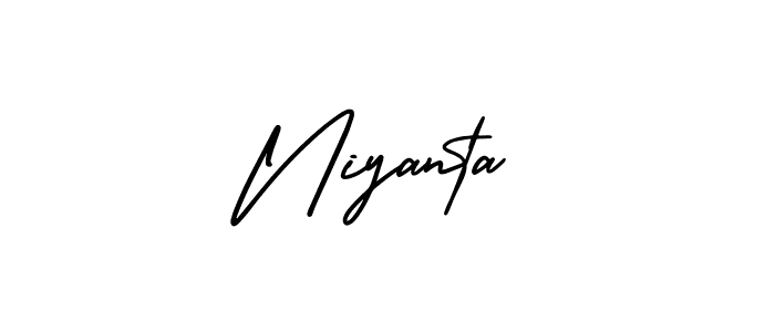 How to make Niyanta name signature. Use AmerikaSignatureDemo-Regular style for creating short signs online. This is the latest handwritten sign. Niyanta signature style 3 images and pictures png