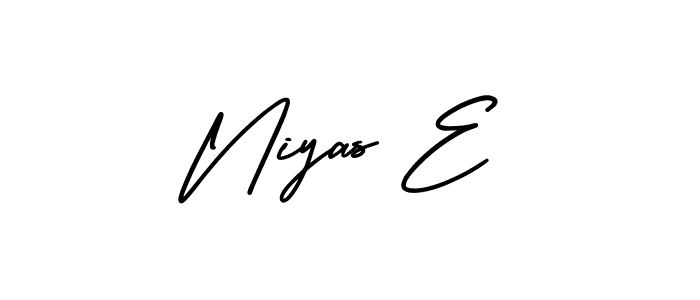 Similarly AmerikaSignatureDemo-Regular is the best handwritten signature design. Signature creator online .You can use it as an online autograph creator for name Niyas E. Niyas E signature style 3 images and pictures png