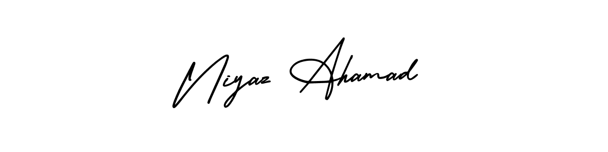 This is the best signature style for the Niyaz Ahamad name. Also you like these signature font (AmerikaSignatureDemo-Regular). Mix name signature. Niyaz Ahamad signature style 3 images and pictures png