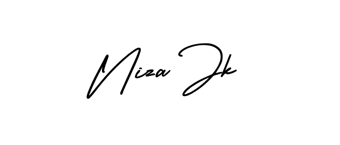 How to Draw Niza Jk signature style? AmerikaSignatureDemo-Regular is a latest design signature styles for name Niza Jk. Niza Jk signature style 3 images and pictures png