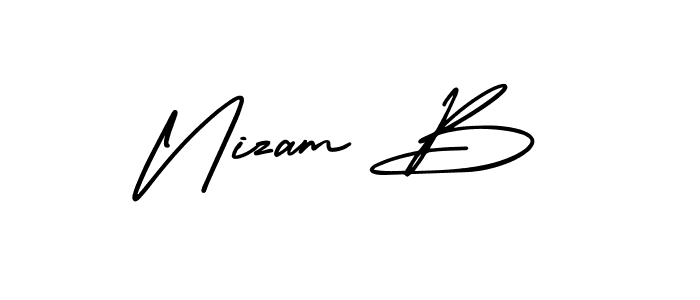 Nizam B stylish signature style. Best Handwritten Sign (AmerikaSignatureDemo-Regular) for my name. Handwritten Signature Collection Ideas for my name Nizam B. Nizam B signature style 3 images and pictures png