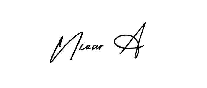 You should practise on your own different ways (AmerikaSignatureDemo-Regular) to write your name (Nizar A) in signature. don't let someone else do it for you. Nizar A signature style 3 images and pictures png