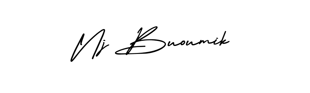 Use a signature maker to create a handwritten signature online. With this signature software, you can design (AmerikaSignatureDemo-Regular) your own signature for name Nj Buoumik. Nj Buoumik signature style 3 images and pictures png