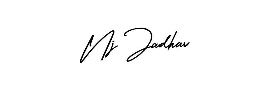 How to Draw Nj Jadhav signature style? AmerikaSignatureDemo-Regular is a latest design signature styles for name Nj Jadhav. Nj Jadhav signature style 3 images and pictures png