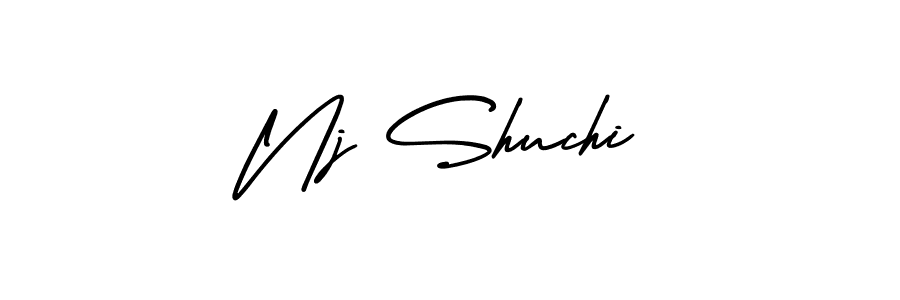 Nj Shuchi stylish signature style. Best Handwritten Sign (AmerikaSignatureDemo-Regular) for my name. Handwritten Signature Collection Ideas for my name Nj Shuchi. Nj Shuchi signature style 3 images and pictures png