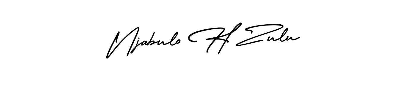 The best way (AmerikaSignatureDemo-Regular) to make a short signature is to pick only two or three words in your name. The name Njabulo H Zulu include a total of six letters. For converting this name. Njabulo H Zulu signature style 3 images and pictures png