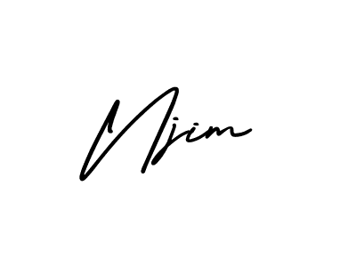 Njim stylish signature style. Best Handwritten Sign (AmerikaSignatureDemo-Regular) for my name. Handwritten Signature Collection Ideas for my name Njim. Njim signature style 3 images and pictures png