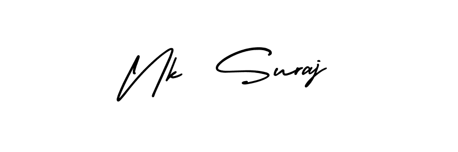 The best way (AmerikaSignatureDemo-Regular) to make a short signature is to pick only two or three words in your name. The name Nk  Suraj include a total of six letters. For converting this name. Nk  Suraj signature style 3 images and pictures png