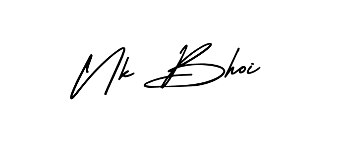 The best way (AmerikaSignatureDemo-Regular) to make a short signature is to pick only two or three words in your name. The name Nk Bhoi include a total of six letters. For converting this name. Nk Bhoi signature style 3 images and pictures png