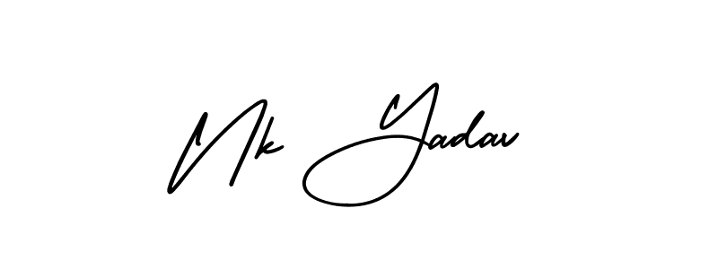 The best way (AmerikaSignatureDemo-Regular) to make a short signature is to pick only two or three words in your name. The name Nk Yadav include a total of six letters. For converting this name. Nk Yadav signature style 3 images and pictures png