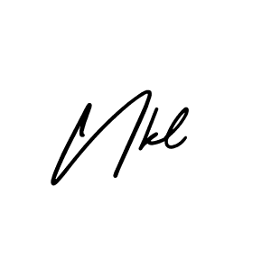 The best way (AmerikaSignatureDemo-Regular) to make a short signature is to pick only two or three words in your name. The name Nkl include a total of six letters. For converting this name. Nkl signature style 3 images and pictures png