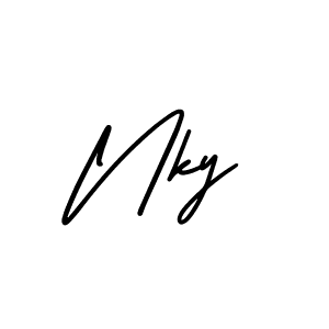 Make a beautiful signature design for name Nky. With this signature (AmerikaSignatureDemo-Regular) style, you can create a handwritten signature for free. Nky signature style 3 images and pictures png