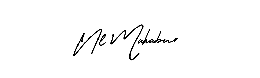 You should practise on your own different ways (AmerikaSignatureDemo-Regular) to write your name (Nl Mahabur) in signature. don't let someone else do it for you. Nl Mahabur signature style 3 images and pictures png