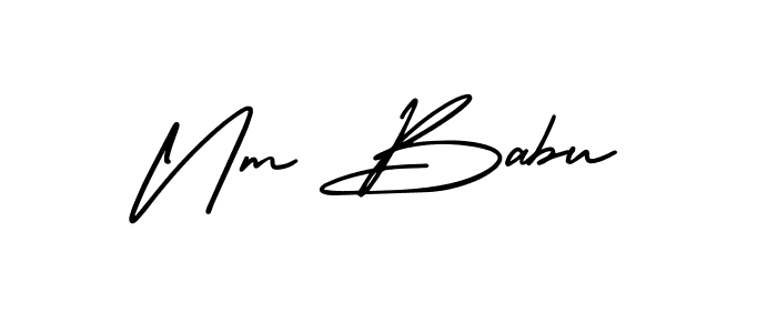AmerikaSignatureDemo-Regular is a professional signature style that is perfect for those who want to add a touch of class to their signature. It is also a great choice for those who want to make their signature more unique. Get Nm Babu name to fancy signature for free. Nm Babu signature style 3 images and pictures png