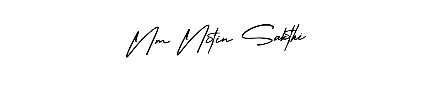if you are searching for the best signature style for your name Nm Nitin Sakthi. so please give up your signature search. here we have designed multiple signature styles  using AmerikaSignatureDemo-Regular. Nm Nitin Sakthi signature style 3 images and pictures png