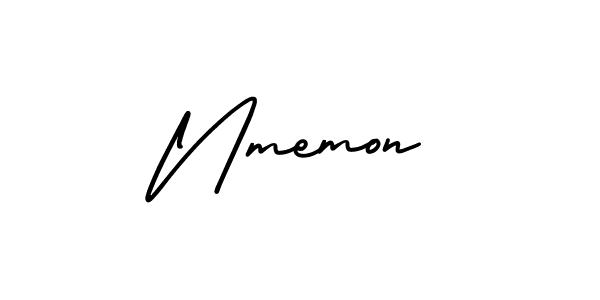 Similarly AmerikaSignatureDemo-Regular is the best handwritten signature design. Signature creator online .You can use it as an online autograph creator for name Nmemon. Nmemon signature style 3 images and pictures png