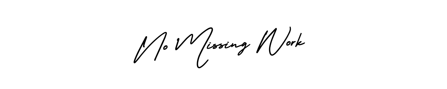 You should practise on your own different ways (AmerikaSignatureDemo-Regular) to write your name (No Missing Work) in signature. don't let someone else do it for you. No Missing Work signature style 3 images and pictures png