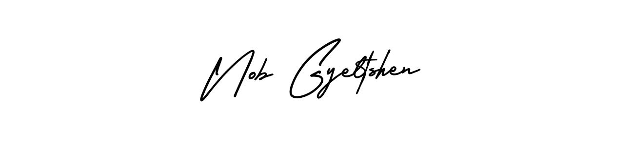 Also You can easily find your signature by using the search form. We will create Nob Gyeltshen name handwritten signature images for you free of cost using AmerikaSignatureDemo-Regular sign style. Nob Gyeltshen signature style 3 images and pictures png