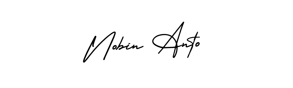 if you are searching for the best signature style for your name Nobin Anto. so please give up your signature search. here we have designed multiple signature styles  using AmerikaSignatureDemo-Regular. Nobin Anto signature style 3 images and pictures png