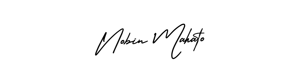 Make a beautiful signature design for name Nobin Mahato. With this signature (AmerikaSignatureDemo-Regular) style, you can create a handwritten signature for free. Nobin Mahato signature style 3 images and pictures png