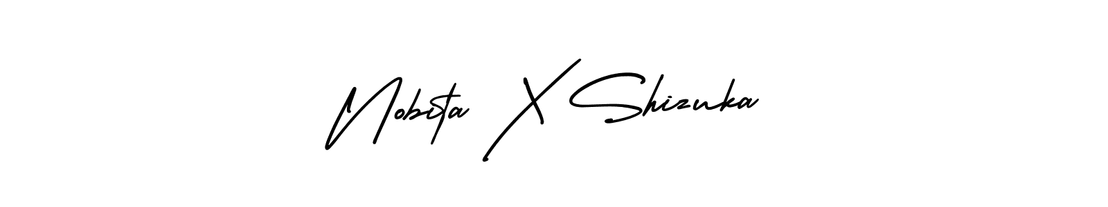 You should practise on your own different ways (AmerikaSignatureDemo-Regular) to write your name (Nobita X Shizuka) in signature. don't let someone else do it for you. Nobita X Shizuka signature style 3 images and pictures png