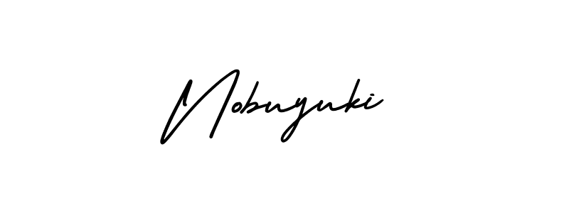Make a beautiful signature design for name Nobuyuki. With this signature (AmerikaSignatureDemo-Regular) style, you can create a handwritten signature for free. Nobuyuki signature style 3 images and pictures png