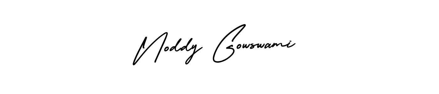 You should practise on your own different ways (AmerikaSignatureDemo-Regular) to write your name (Noddy Gowswami) in signature. don't let someone else do it for you. Noddy Gowswami signature style 3 images and pictures png