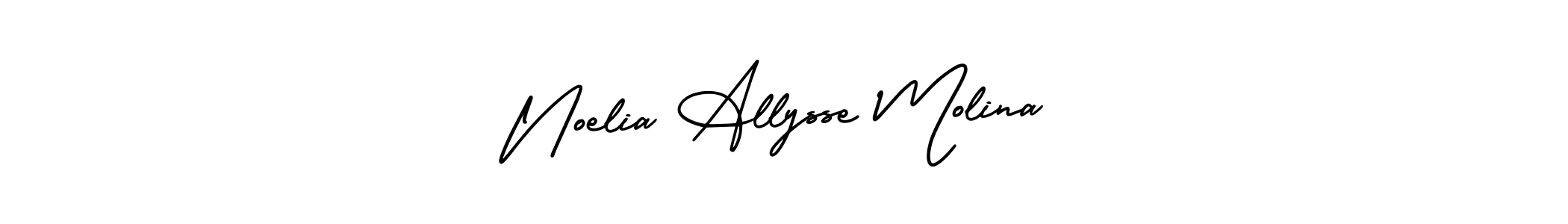 You should practise on your own different ways (AmerikaSignatureDemo-Regular) to write your name (Noelia Allysse Molina) in signature. don't let someone else do it for you. Noelia Allysse Molina signature style 3 images and pictures png