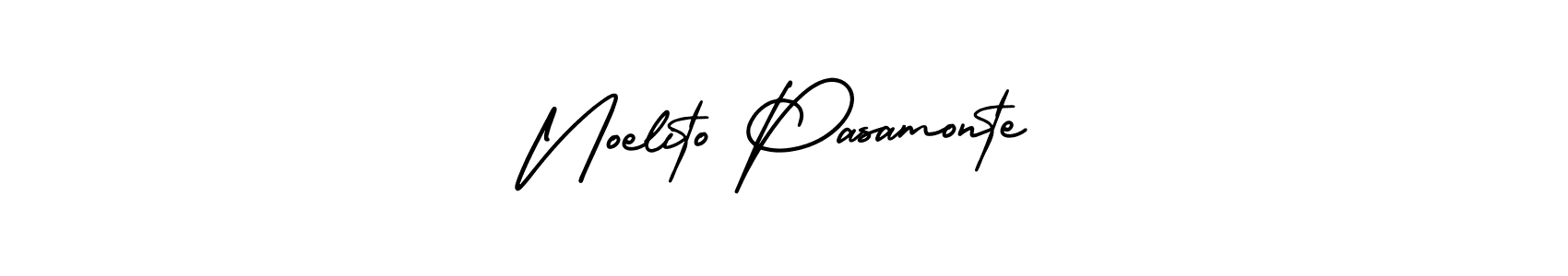 The best way (AmerikaSignatureDemo-Regular) to make a short signature is to pick only two or three words in your name. The name Noelito Pasamonte include a total of six letters. For converting this name. Noelito Pasamonte signature style 3 images and pictures png
