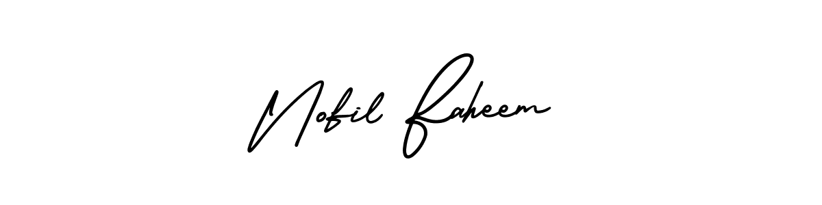 Design your own signature with our free online signature maker. With this signature software, you can create a handwritten (AmerikaSignatureDemo-Regular) signature for name Nofil Faheem. Nofil Faheem signature style 3 images and pictures png