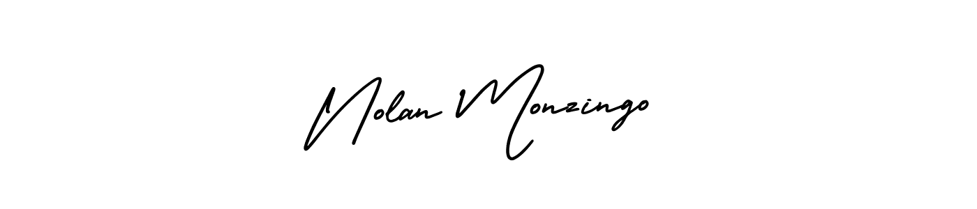 How to make Nolan Monzingo name signature. Use AmerikaSignatureDemo-Regular style for creating short signs online. This is the latest handwritten sign. Nolan Monzingo signature style 3 images and pictures png