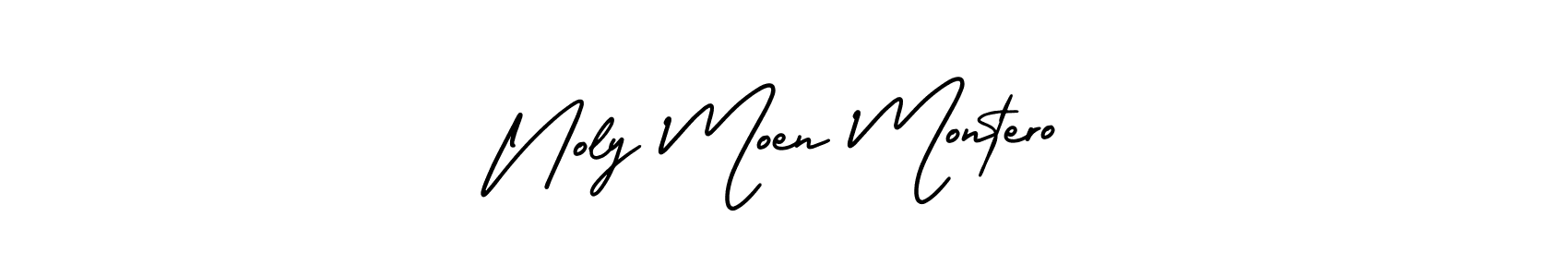 You should practise on your own different ways (AmerikaSignatureDemo-Regular) to write your name (Noly Moen Montero) in signature. don't let someone else do it for you. Noly Moen Montero signature style 3 images and pictures png