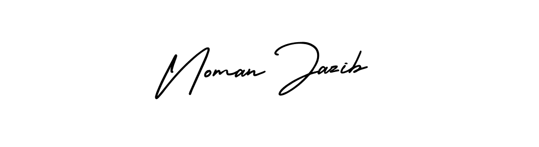 You should practise on your own different ways (AmerikaSignatureDemo-Regular) to write your name (Noman Jazib) in signature. don't let someone else do it for you. Noman Jazib signature style 3 images and pictures png