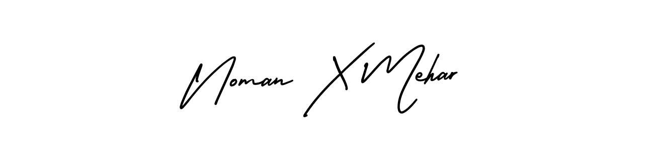 The best way (AmerikaSignatureDemo-Regular) to make a short signature is to pick only two or three words in your name. The name Noman X Mehar include a total of six letters. For converting this name. Noman X Mehar signature style 3 images and pictures png
