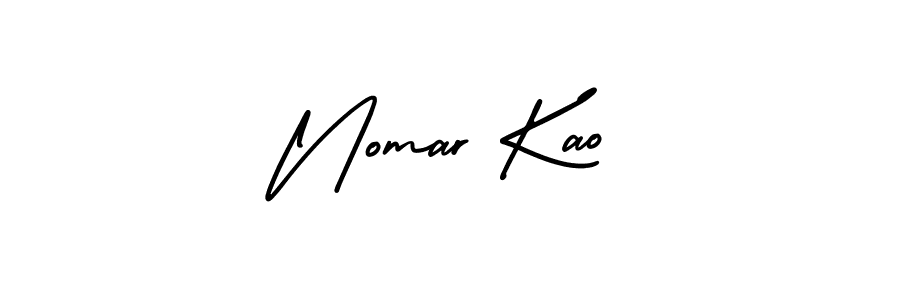 The best way (AmerikaSignatureDemo-Regular) to make a short signature is to pick only two or three words in your name. The name Nomar Kao include a total of six letters. For converting this name. Nomar Kao signature style 3 images and pictures png