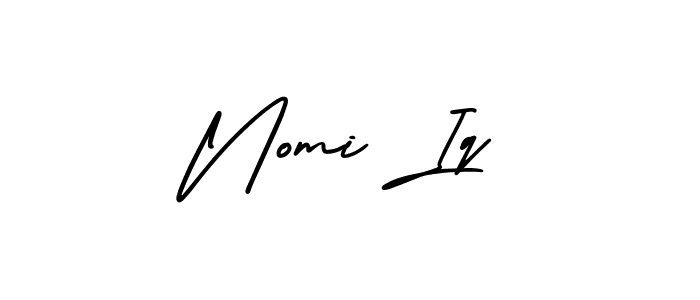 Use a signature maker to create a handwritten signature online. With this signature software, you can design (AmerikaSignatureDemo-Regular) your own signature for name Nomi Iq. Nomi Iq signature style 3 images and pictures png