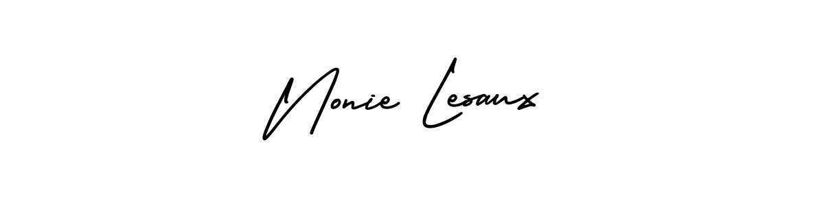 The best way (AmerikaSignatureDemo-Regular) to make a short signature is to pick only two or three words in your name. The name Nonie Lesaux include a total of six letters. For converting this name. Nonie Lesaux signature style 3 images and pictures png