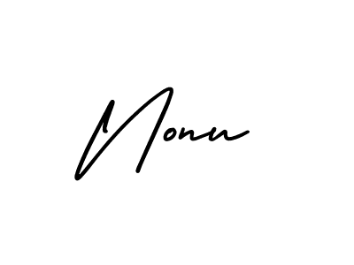 Use a signature maker to create a handwritten signature online. With this signature software, you can design (AmerikaSignatureDemo-Regular) your own signature for name Nonu. Nonu signature style 3 images and pictures png