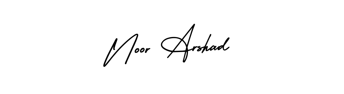 You should practise on your own different ways (AmerikaSignatureDemo-Regular) to write your name (Noor Arshad) in signature. don't let someone else do it for you. Noor Arshad signature style 3 images and pictures png