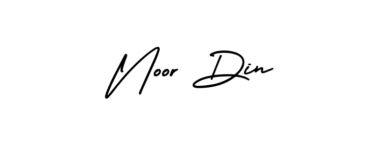 How to make Noor Din name signature. Use AmerikaSignatureDemo-Regular style for creating short signs online. This is the latest handwritten sign. Noor Din signature style 3 images and pictures png