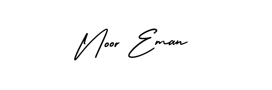 You should practise on your own different ways (AmerikaSignatureDemo-Regular) to write your name (Noor Eman) in signature. don't let someone else do it for you. Noor Eman signature style 3 images and pictures png