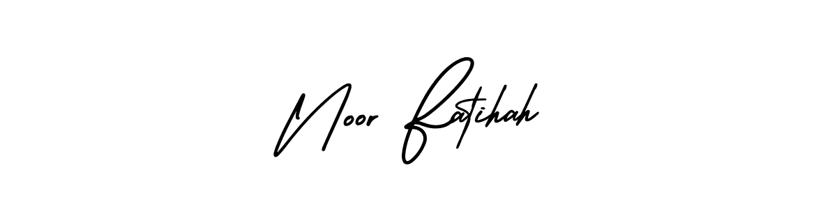 Also You can easily find your signature by using the search form. We will create Noor Fatihah name handwritten signature images for you free of cost using AmerikaSignatureDemo-Regular sign style. Noor Fatihah signature style 3 images and pictures png