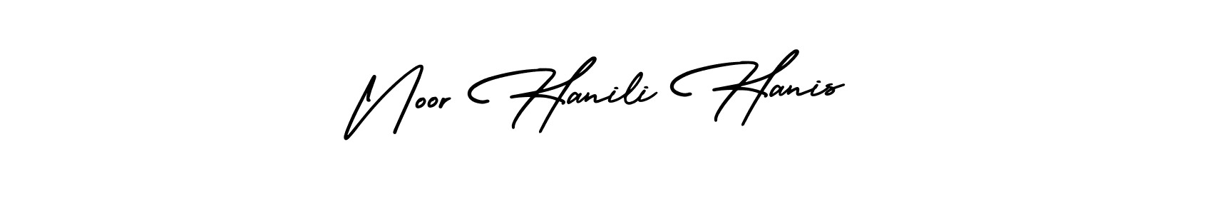 How to make Noor Hanili Hanis signature? AmerikaSignatureDemo-Regular is a professional autograph style. Create handwritten signature for Noor Hanili Hanis name. Noor Hanili Hanis signature style 3 images and pictures png