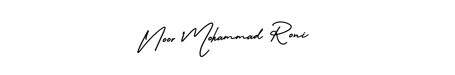 Similarly AmerikaSignatureDemo-Regular is the best handwritten signature design. Signature creator online .You can use it as an online autograph creator for name Noor Mohammad Roni. Noor Mohammad Roni signature style 3 images and pictures png